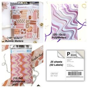 (8.5x11) Bubble Mailers (10x13+6x9) Poly Mailers with Inkjet lables